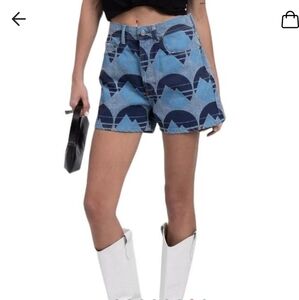 NWT Acne Studios Patterned Denim Shorts Size 27